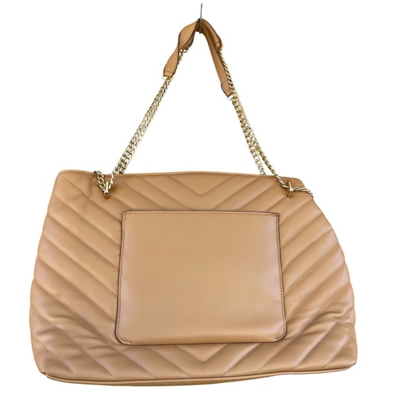 A New Day Quilted Shoulder Bag Double Chain Strap Pocket Tan Purse lg interior - Picture 1 of 12